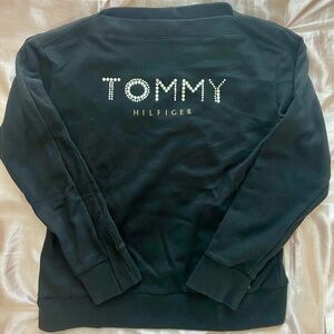 Tommy Hilfiger Black Sweatshirt with Rhinestone Logo